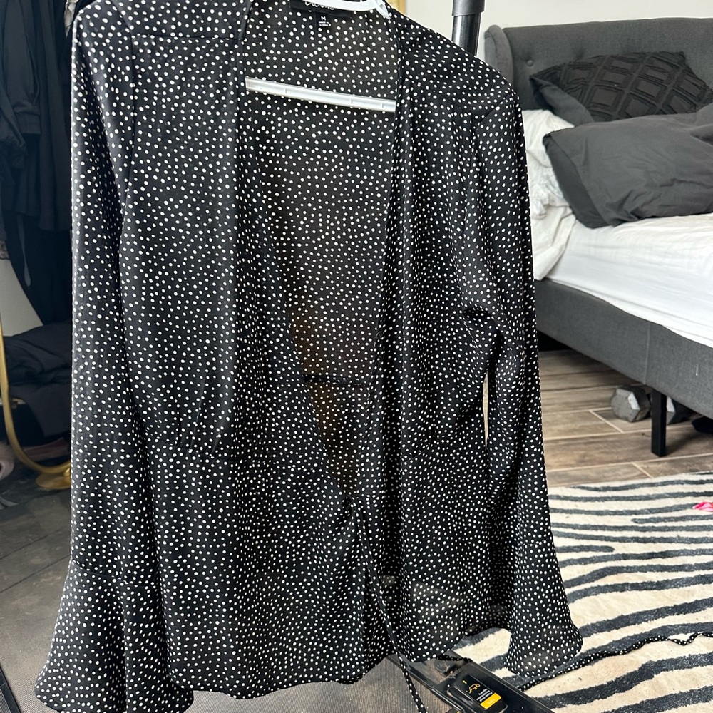Lulu's Black and White Polka Dot Blouse